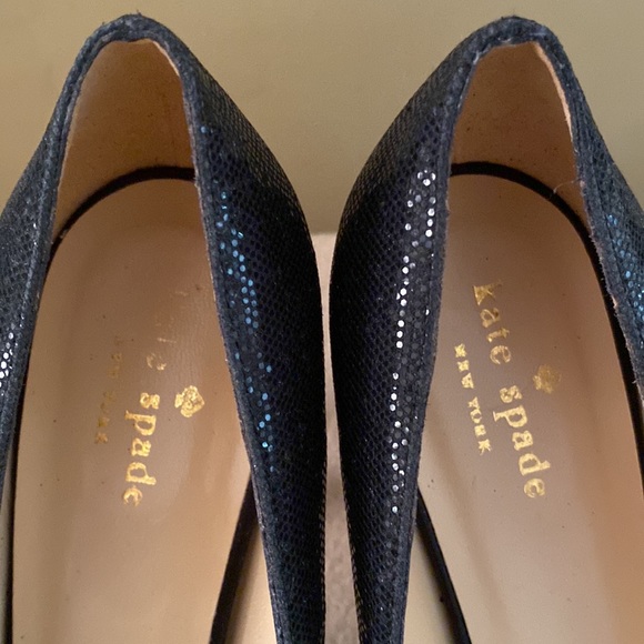 Kate Spade black sparkle peep toe heels in excellent condition - Picture 8 of 11